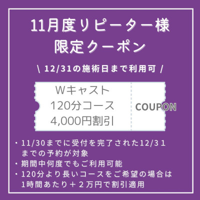 11月はWキャスト4,000円割引！